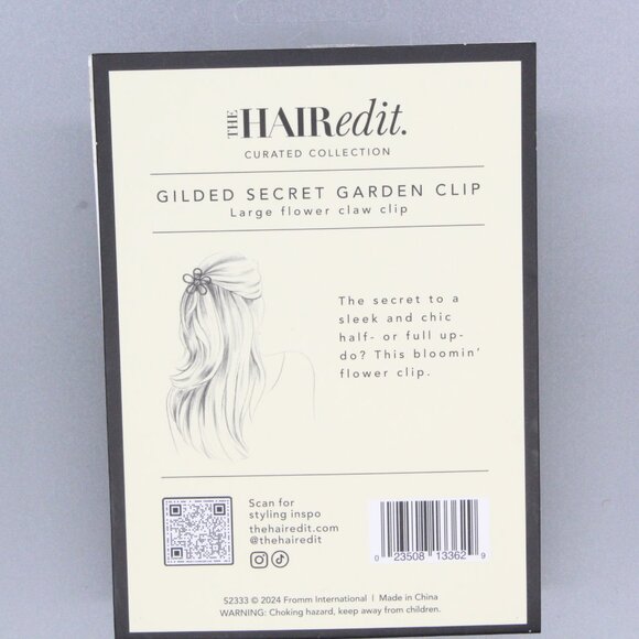The Hair Edit Gilded Secret Garden Large Flower Claw Clip Gold NEW - Picture 2 of 2